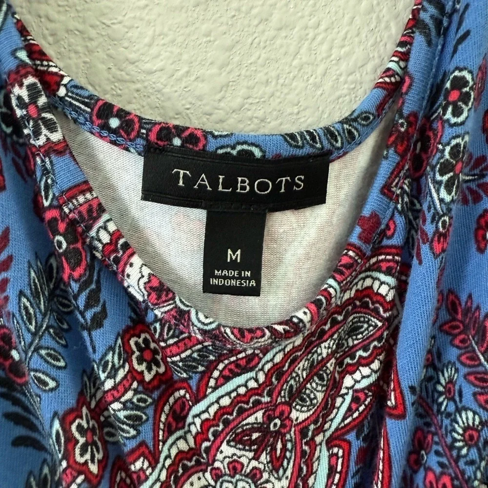 Spring Dress Talbots Blue and Pink Paisley Maxi Dress - Picture 2 of 9